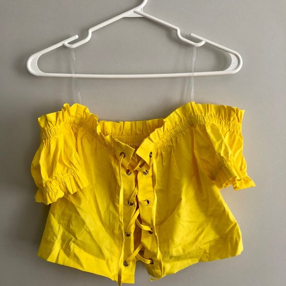 Urban Planet Yellow Top with lace - Picture 1 of 2